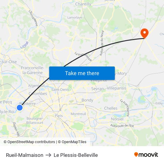 Rueil-Malmaison to Le Plessis-Belleville map