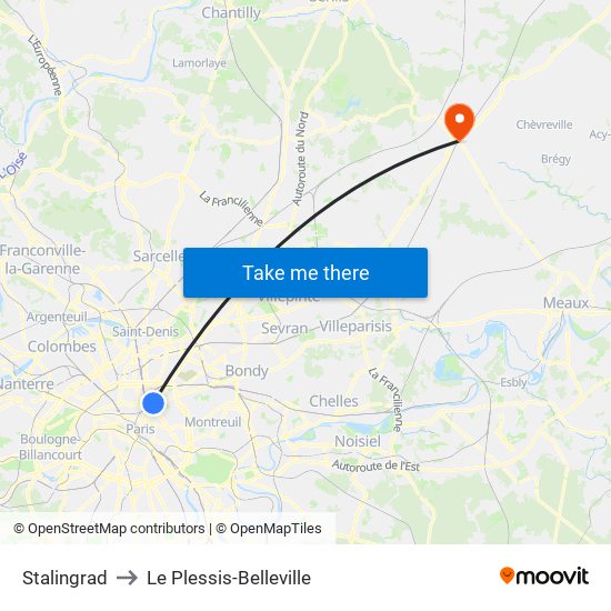 Stalingrad to Le Plessis-Belleville map