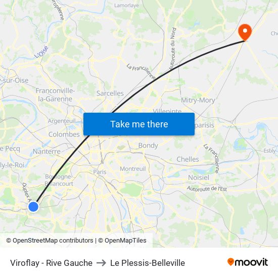 Viroflay - Rive Gauche to Le Plessis-Belleville map