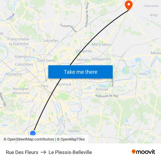 Rue Des Fleurs to Le Plessis-Belleville map