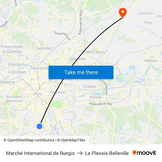 Marché International de Rungis to Le Plessis-Belleville map