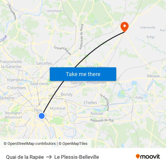 Quai de la Rapée to Le Plessis-Belleville map