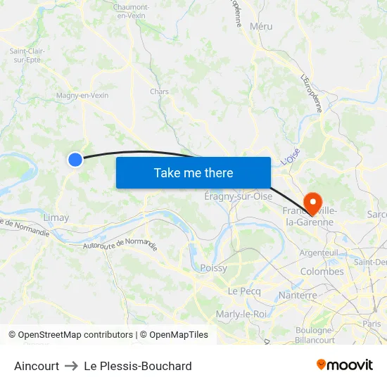Aincourt to Le Plessis-Bouchard map