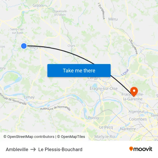 Ambleville to Le Plessis-Bouchard map