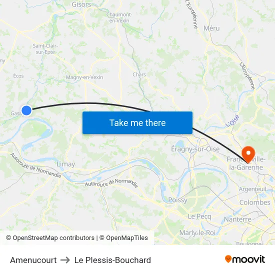 Amenucourt to Le Plessis-Bouchard map