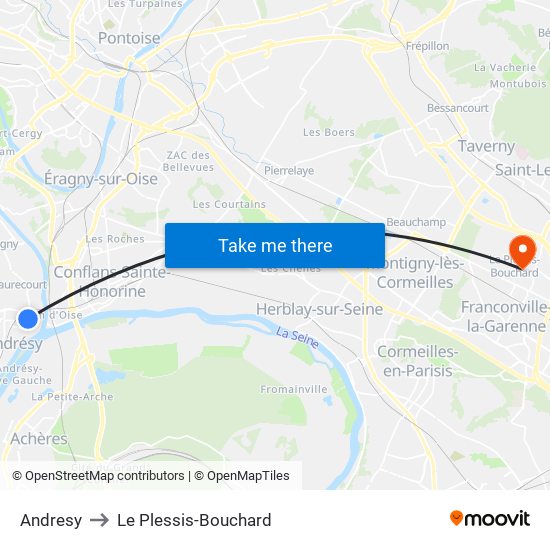 Andresy to Le Plessis-Bouchard map