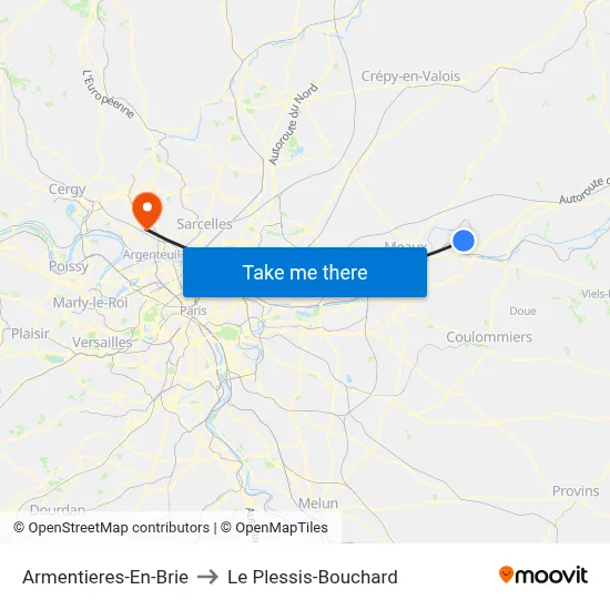 Armentieres-En-Brie to Le Plessis-Bouchard map