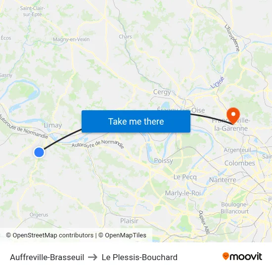 Auffreville-Brasseuil to Le Plessis-Bouchard map