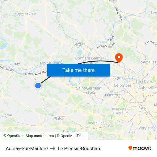 Aulnay-Sur-Mauldre to Le Plessis-Bouchard map