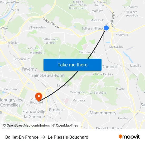 Baillet-En-France to Le Plessis-Bouchard map