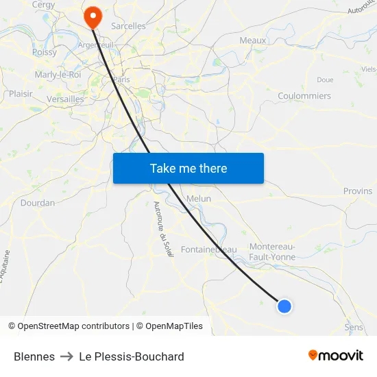 Blennes to Le Plessis-Bouchard map