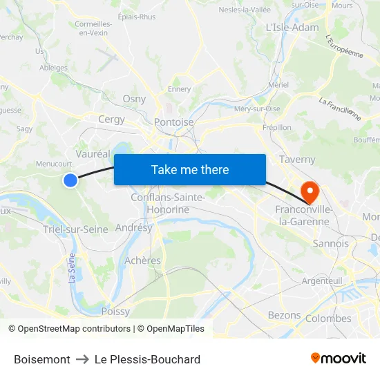 Boisemont to Le Plessis-Bouchard map