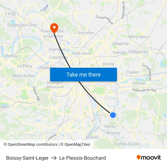 Boissy-Saint-Leger to Le Plessis-Bouchard map