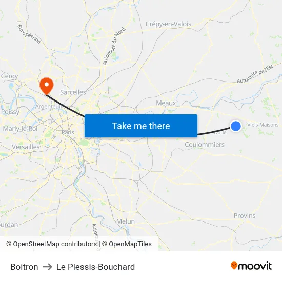 Boitron to Le Plessis-Bouchard map