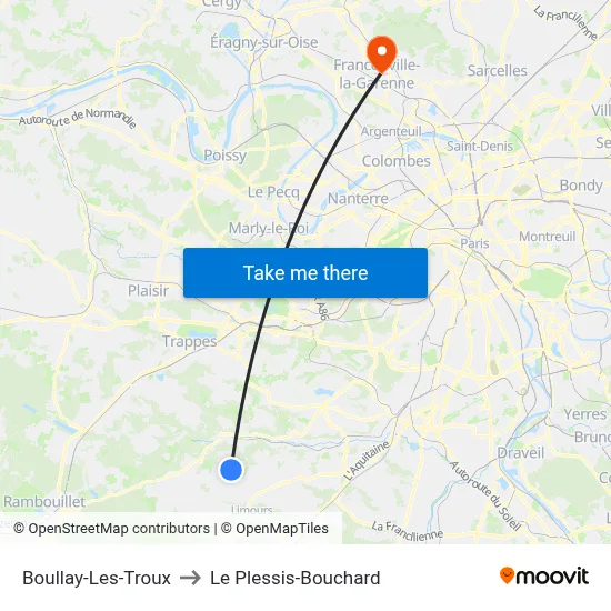 Boullay-Les-Troux to Le Plessis-Bouchard map