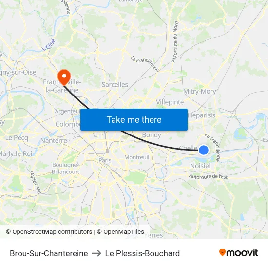 Brou-Sur-Chantereine to Le Plessis-Bouchard map
