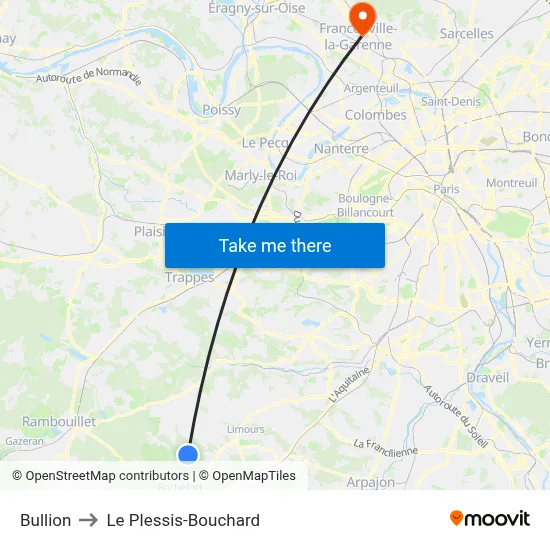 Bullion to Le Plessis-Bouchard map
