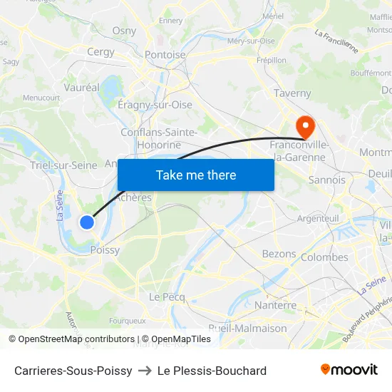 Carrieres-Sous-Poissy to Le Plessis-Bouchard map