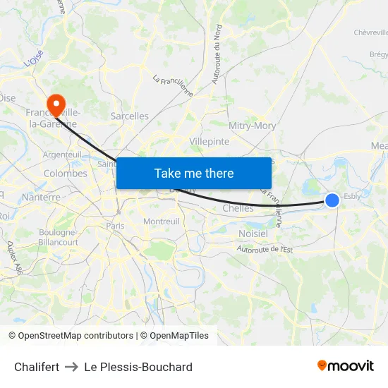 Chalifert to Le Plessis-Bouchard map