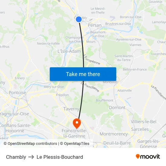 Chambly to Le Plessis-Bouchard map