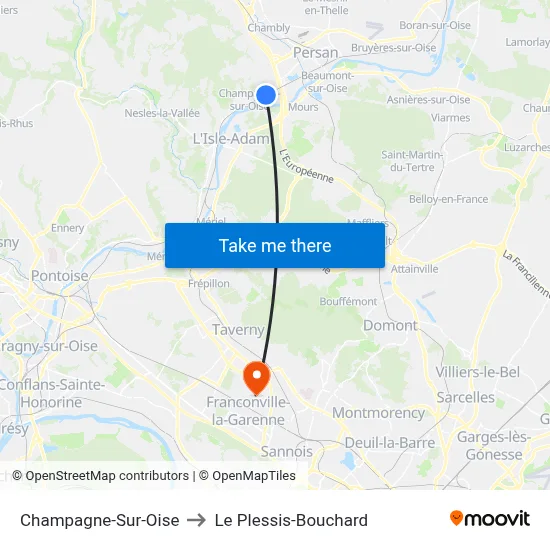 Champagne-Sur-Oise to Le Plessis-Bouchard map