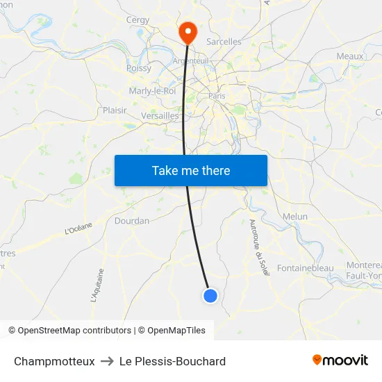 Champmotteux to Le Plessis-Bouchard map