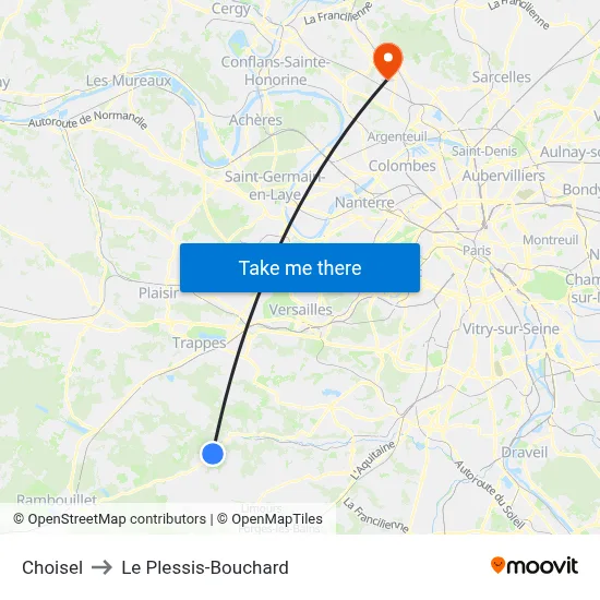 Choisel to Le Plessis-Bouchard map
