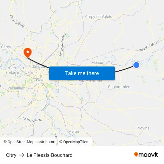 Citry to Le Plessis-Bouchard map