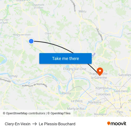 Clery-En-Vexin to Le Plessis-Bouchard map