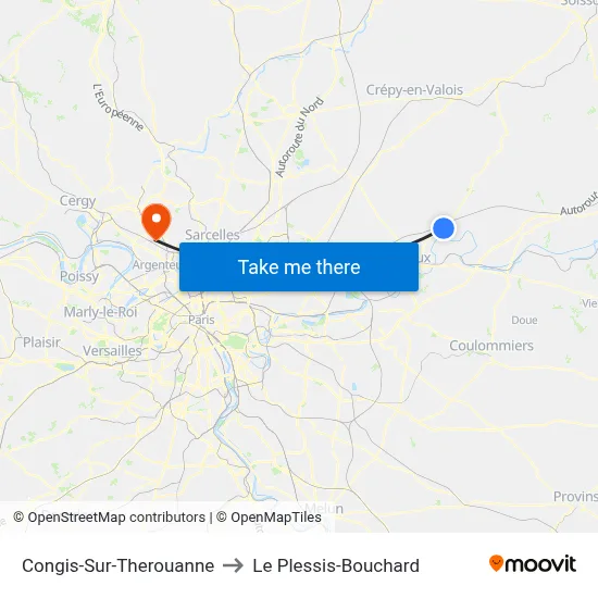 Congis-Sur-Therouanne to Le Plessis-Bouchard map