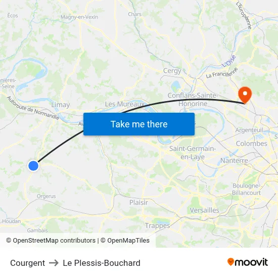 Courgent to Le Plessis-Bouchard map