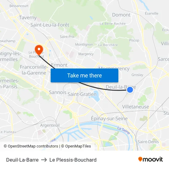 Deuil-La-Barre to Le Plessis-Bouchard map
