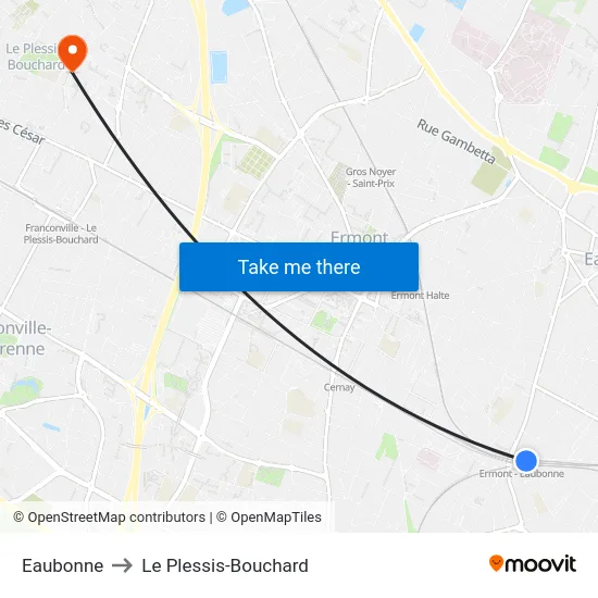 Eaubonne to Le Plessis-Bouchard map
