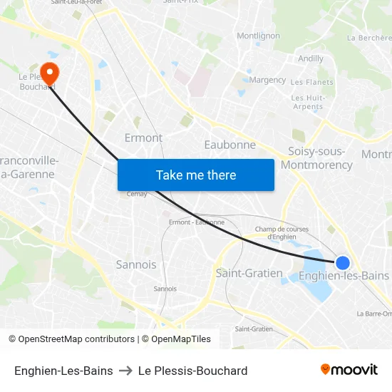 Enghien-Les-Bains to Le Plessis-Bouchard map