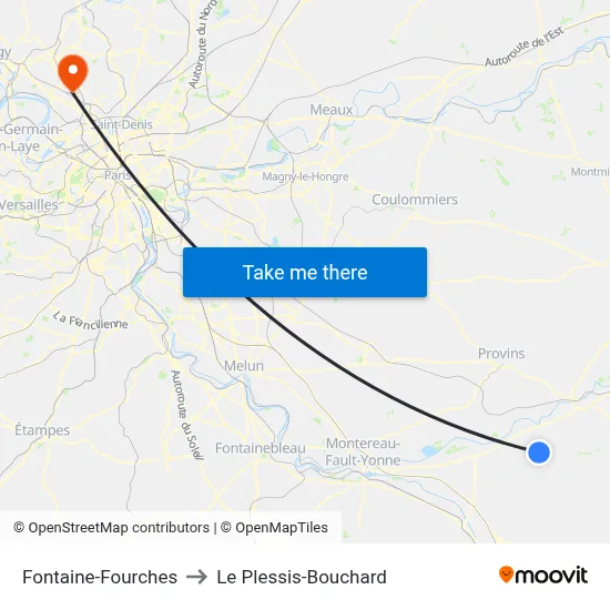 Fontaine-Fourches to Le Plessis-Bouchard map