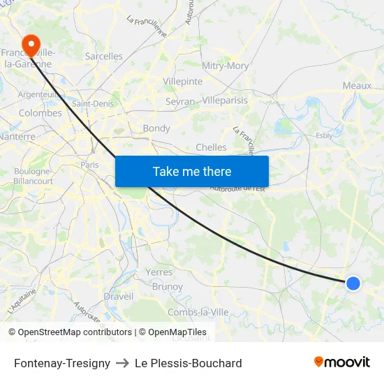 Fontenay-Tresigny to Le Plessis-Bouchard map