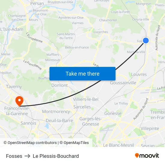 Fosses to Le Plessis-Bouchard map