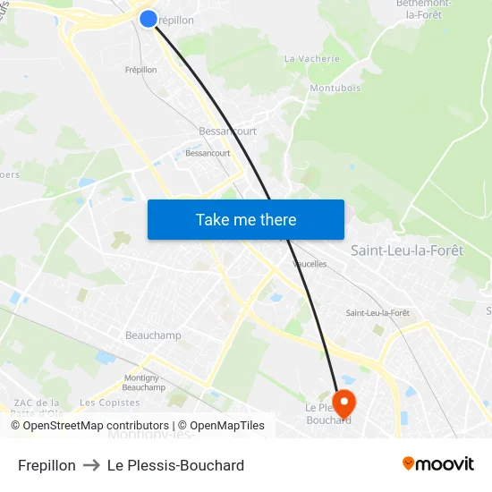 Frepillon to Le Plessis-Bouchard map