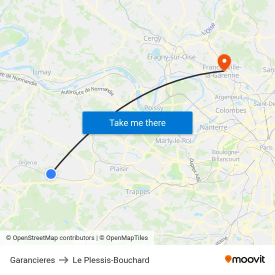 Garancieres to Le Plessis-Bouchard map