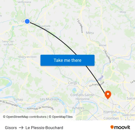 Gisors to Le Plessis-Bouchard map