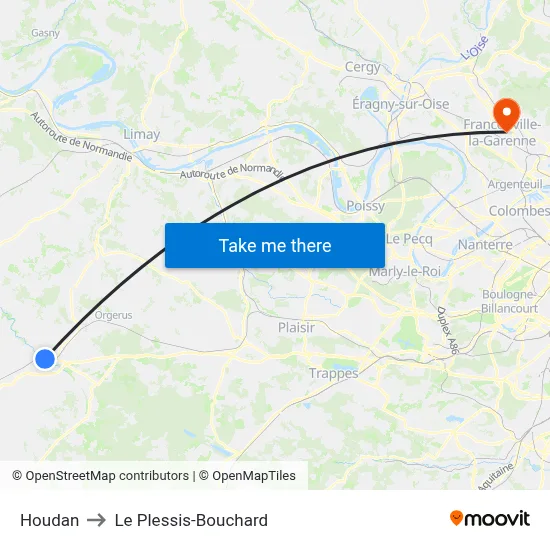 Houdan to Le Plessis-Bouchard map