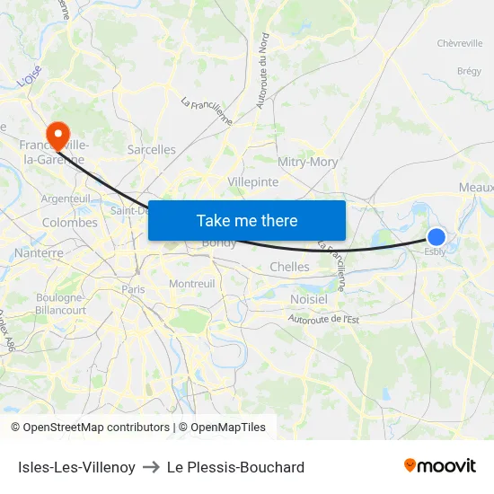 Isles-Les-Villenoy to Le Plessis-Bouchard map
