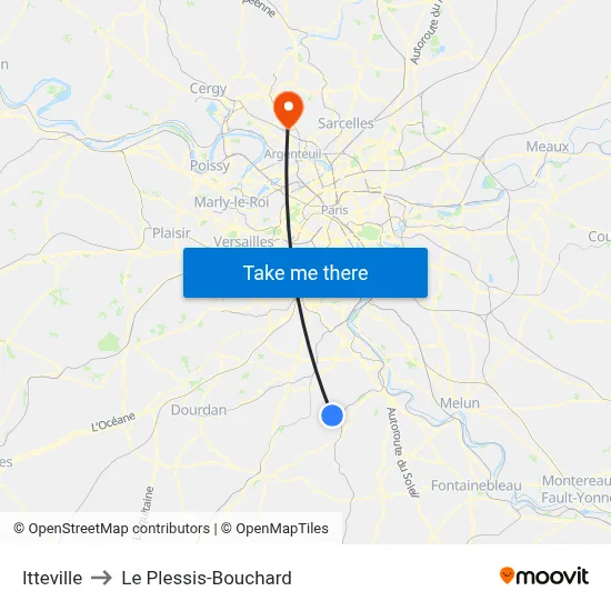 Itteville to Le Plessis-Bouchard map