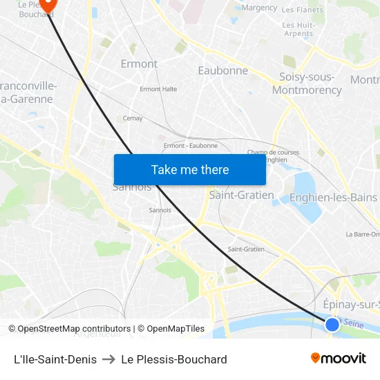 L'Ile-Saint-Denis to Le Plessis-Bouchard map