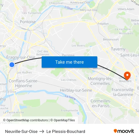 Neuville-Sur-Oise to Le Plessis-Bouchard map