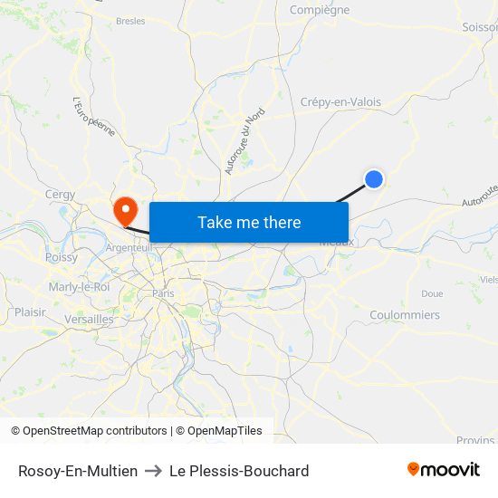 Rosoy-En-Multien to Le Plessis-Bouchard map