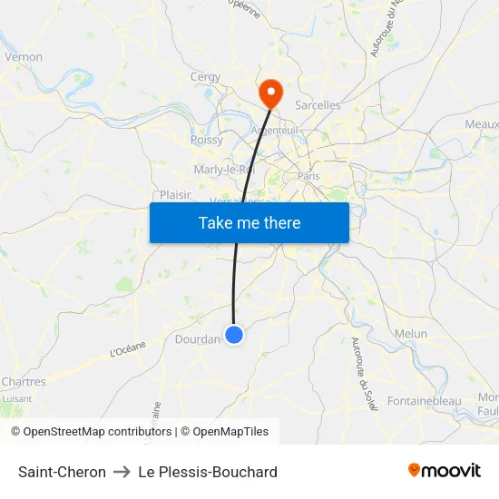 Saint-Cheron to Le Plessis-Bouchard map