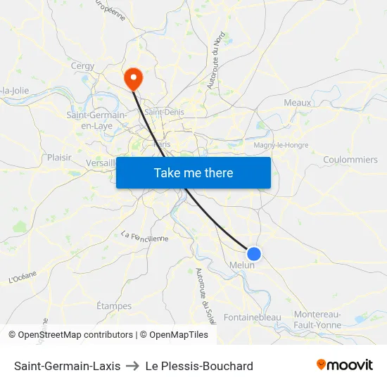 Saint-Germain-Laxis to Le Plessis-Bouchard map