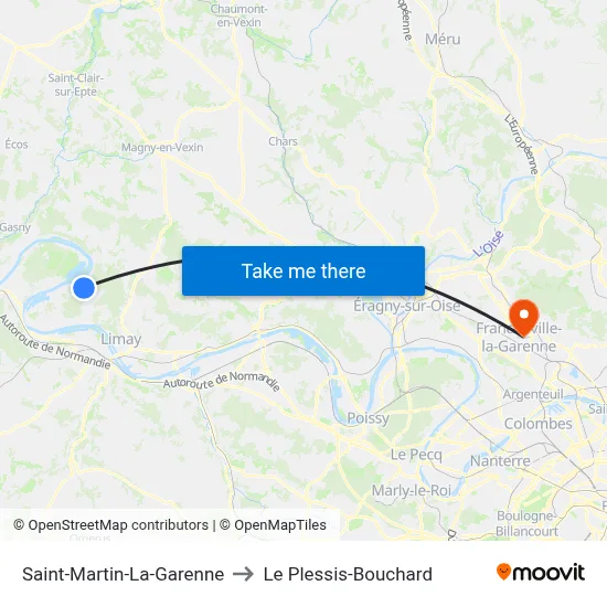 Saint-Martin-La-Garenne to Le Plessis-Bouchard map