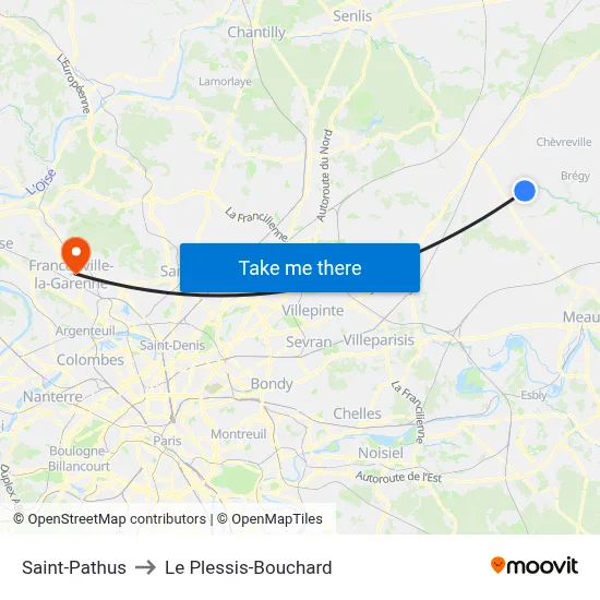 Saint-Pathus to Le Plessis-Bouchard map